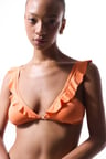 Turuncu Mango Deep Frill Bikini Üstü