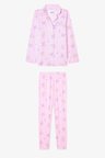 Açık Pembe Kız Çocuk Kuromi Friends Uzun Kollu Pamuklu Gömlek Pijama Takımı