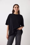 Siyah Basic Oversize Kısa Kollu Tişört