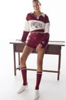 Bordo Harvard Şerit Detaylı Retro Şort