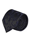 Esgue Hand Made 7.5 cm Lacivert - Siyah Desenli Kravat