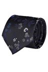 Esgue Hand Made 7.5 cm Siyah Lacivert Desenli Kravat 