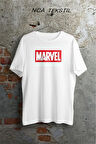 Marvel Baskılı Original Ünisex Yazlık T-shirt Beyaz