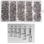 Captain 5191 İnox Kilitli Fırdöndülü Klips Seti Kutuda Mix 95 Adet