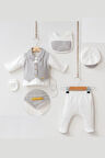 Erkek Bebek Yelek Detaylı Papyonlu 5'li Müslin Set