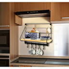 Metal Askılıklı Kahve Köşesi Rafı Ahşap Metal Kombin Duvara Monte Mutfak Rafı Fincan Düzenleyici Raf