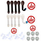 Çocuk Bebek Güvenlik Emniyet Seti, 10 Çekmece Dolap Kilidi, 8 Köşe Koruyucu, 6 Priz Koruyucu