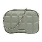 SİA ÇANTA Kapitone Desenli Gümüş Zincir Askılı , İki Gözlü Omuz Ve Çapraz Çanta