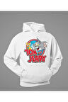 Tom And Jerry Baskılı Unisex Oversize Çizgi Film Hoodie