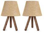 North Home Ahşap Ayaklı Abajur Kumaş Başlık 2 ' li Fırsat Ürünü