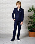 Erkek Çocuk Takım Elbise Lacivert Spor 3 lü Takım Pantolon Tişort Ceket 6-14 Yaş