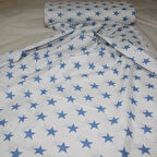 Nevresimlik Kumaş 100*240 cm Mavi Yıldız Desenli Metrelik Çarşaf Yastık Ev Tekstil Kumaşı