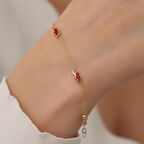 14 Ayar Altın Kırmızı Mini Fil Bileklik