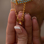 14 Ayar Altın Firuze Taşlı Kelepçe