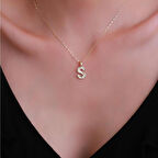 14 Ayar Altın Küçük Füzyon S Harf Kolye