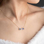 14 Ayar Altın Mavi Sonsuz Aşk Kolye