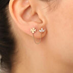 14 Ayar Altın Yonca Küpe Çift