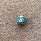 14 Ayar Altın Kafesli Mavi Boncuk H Harf Kolye Ucu