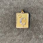 14 Ayar Altın Nostaljik Kare Ç Harf Kolye Ucu
