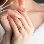 14 Ayar Altın Kalın Çizgi ve Kalp Yüzük