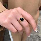 14 Ayar Altın Mini Onix Meftüllü Yüzük