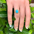 14 Ayar Altın Oval Firuze Yüzük