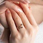 14 Ayar Altın Siyah Sarmal Kalp Yüzük