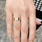 Altın Yeni Tasarım Taşlı İ Harfli Yüzük