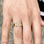 Altın Yeni Tasarım Taşlı Ö Harfli Yüzük