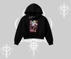 Kapşonlu Crop Sweatshirt Anime Kawaii Japon Kız Desenli