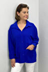 Kadın Parlamet Mavi  Ayrobin Gömlek