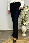 Kadın Siyah İspanyol Paça Punto Pantolon