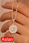 Kadın Gümüş Kolye - Gümüş Yuvarlak Model Burç İşlemeli Kadın Kolye