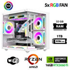 Xaser Eco X190 Ryzen 5 8400F 32GB DDR5 Ram 1TB M.2 NVMe SSD 16GB RTX5060Ti Oyuncu Masaüstü Bilgisayarı