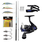 YekOutdoor Okuma Levrek-Çipura Spin Olta Seti Okuma Azaki Spin 274 cm 12-35 gr 2 Parça Spin Kamışı&Okuma Fin Chaser X FNX-40BL Blue 1BB Olta Makinesi