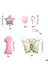 Pembe kelebek doğum günü parti yaş balon set