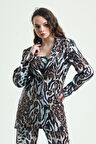 İci Astarlı Leopar Desenli Abiye Pul payet Ceket | CKT34264 Kaplan