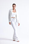 Kemer Detaylı Ottoman Pantolon | Pnt34753 Beyaz