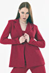 Astarlı  Simli Pukuro Abiye Ceket | CKT35406 Bordo