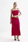 Beli Lastikli Kaliteli Z. Saten Uzun Etek | ETK35736 Fuşya