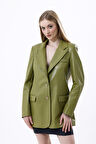 Cep Kapaklı Suni Deri Ceket | CKT33552 Yağ Yeşili
