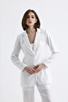 İci Astarlı Desenli Abiye Pul payet Ceket | CKT34264 Beyaz