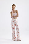 Sense Geniş Paçalı Payet Pantolon | Pnt32440 Beyaz Oranj Batik