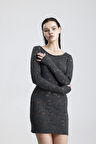Dantel Mini Elbise - Uzun Kollu, Şık Gece ve Parti Elbisesi | ELB36380 Grı