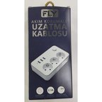 3406-01 3Lü Anahtarlı 2.1A 3Usb Şarj Çıkışı 2 Metre Anahtarlı Akım Korumalı Priz Çocuk Koruması