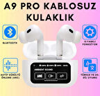 Karler Bass A9 Pro Aktif Gürültü Engelleyici Özellikli Dijital Ekranlı Kablosuz Kulaklık Bluetooth Kulaklık - Beyaz