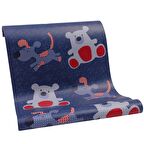 Duvar Kağıdı Sevimli Dostlar Koyu Mavi Mols Cozz Çocuk