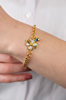 14 Ayar Altın Yonca Nazar Boncuklu Bileklik