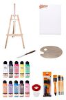 Artdeco 140 Ml Akrilik Boya 50x70 Tuval Ahşap Palet Şövale Seti