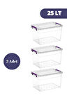 Mutfak Saklama Kabı 25 LT Saklama Kutusu 3 Adet Oyuncak Kutusu